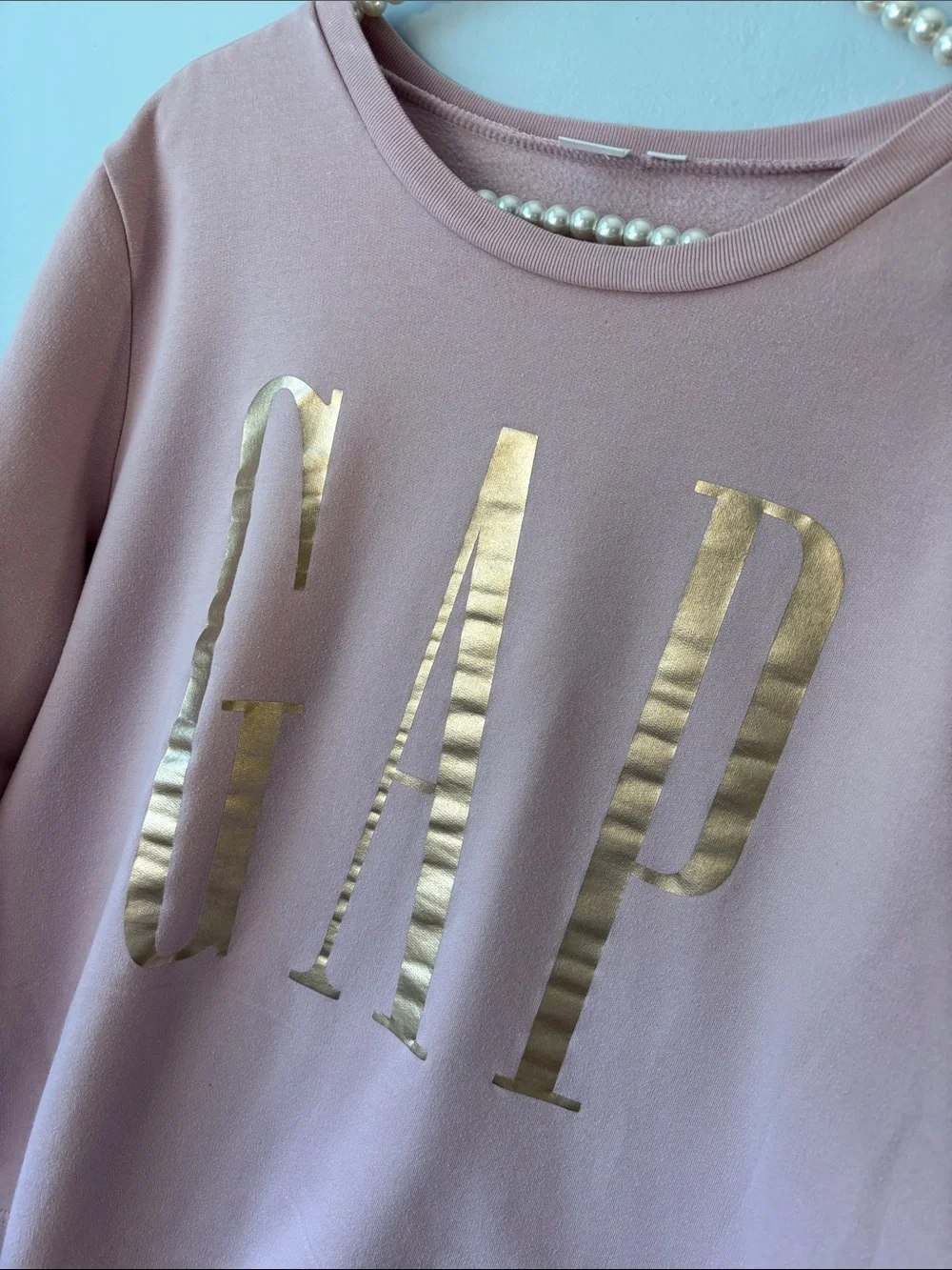 GAP Dusty Rose Sweatshirt with Gold Logo - Picture 2 of 6